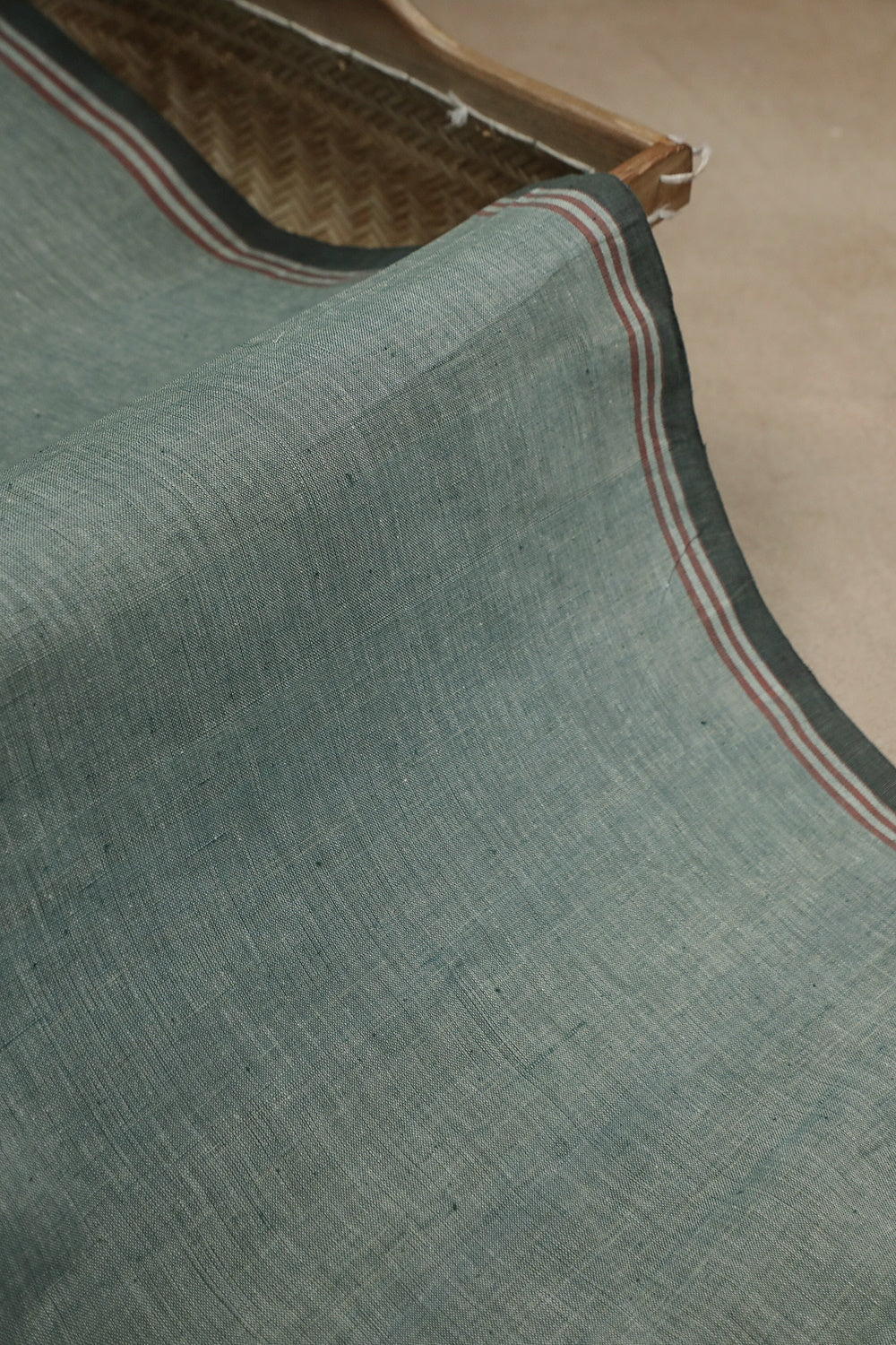 Green Bordered Handwoven Dhoti with Green Handspun Shirt - Image 5