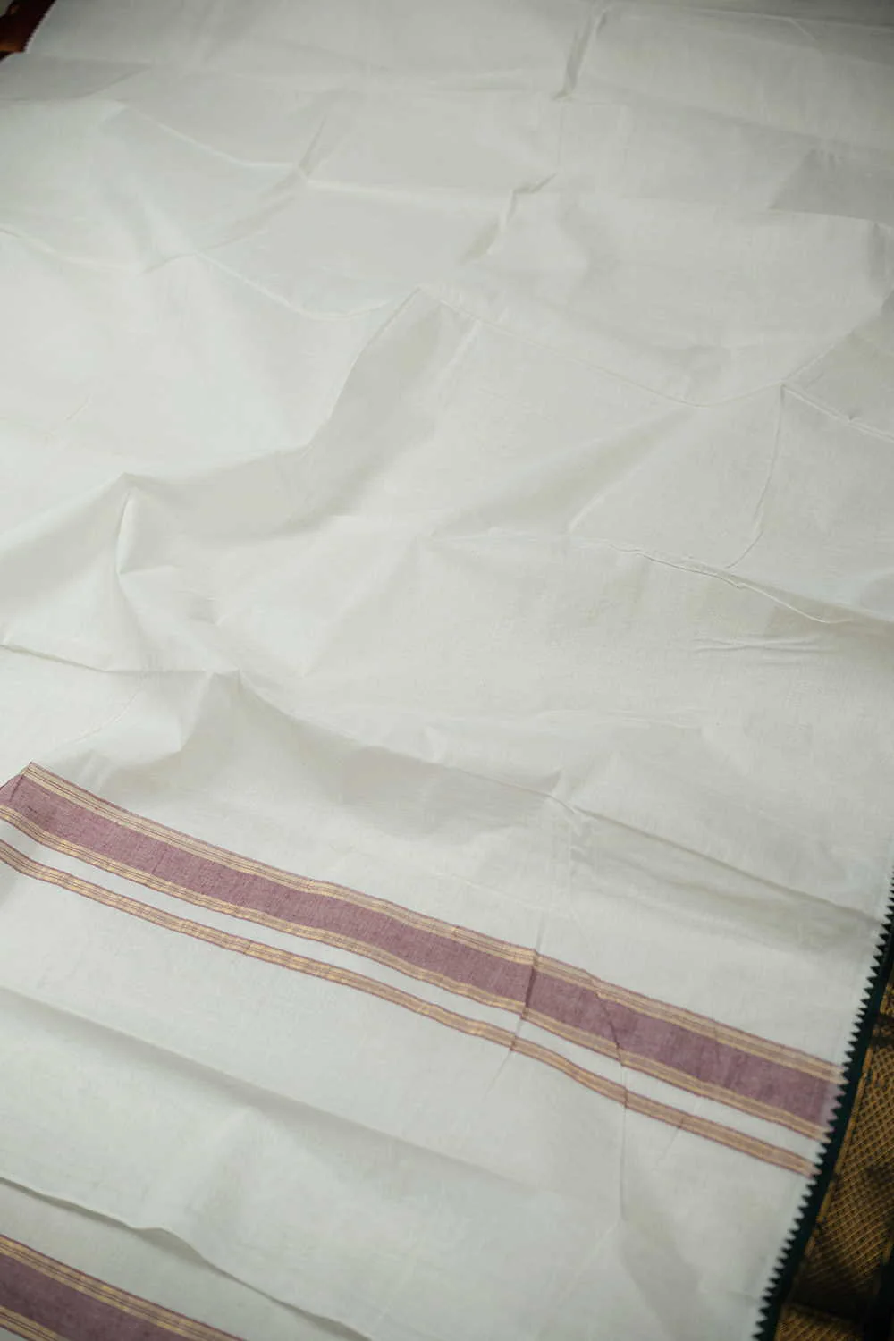 Off-White Cotton Dhoti with Creamy Green Shirt - Image 5