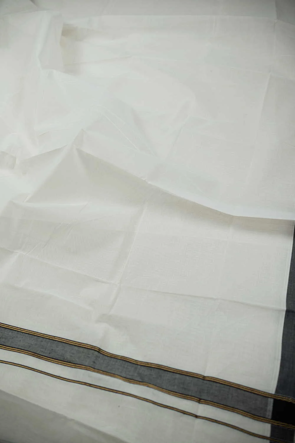 Off-White Handwoven Cotton Dhoti with Grey with Checks Cotton Shirt - Image 4