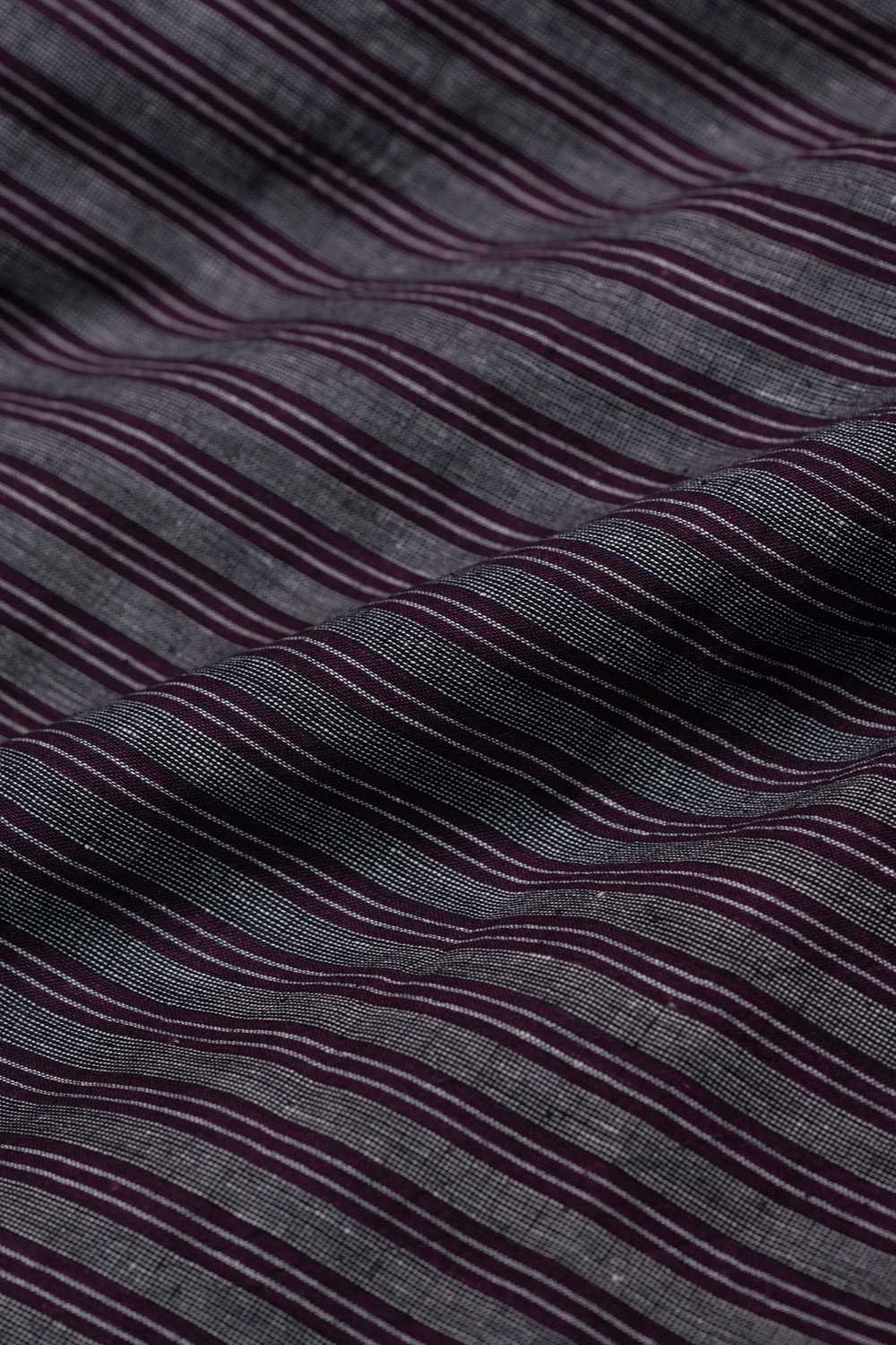 Grey Stripes Handwoven Cotton Fabric - Image 3