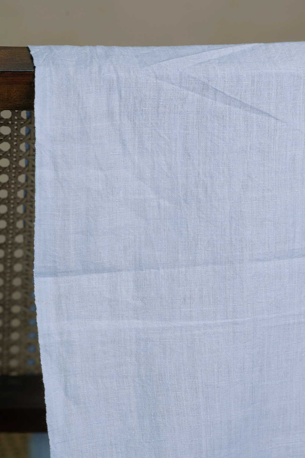 Pastel Blue Handwoven Linen Fabric - Image 3