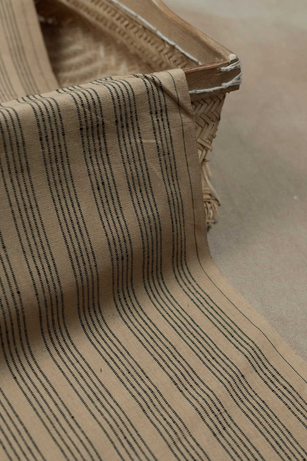 Black Stripe on Beige Yarn Dyed Cotton Fabric