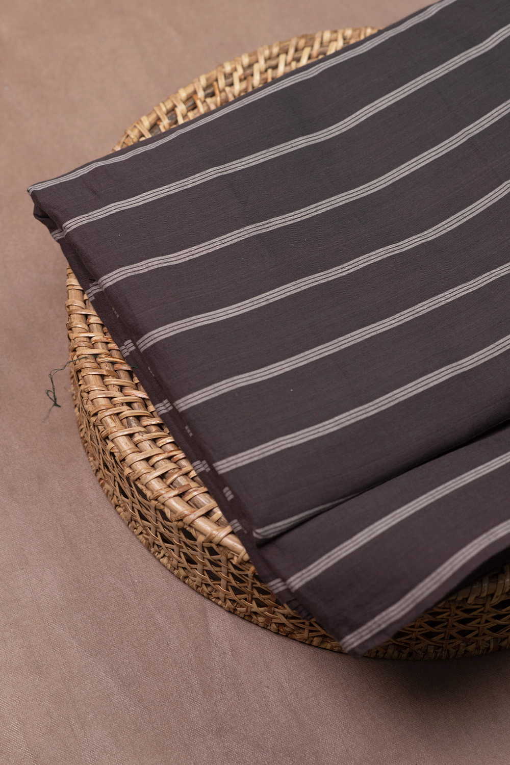 Blackish Grey Handwoven Cotton Fabric