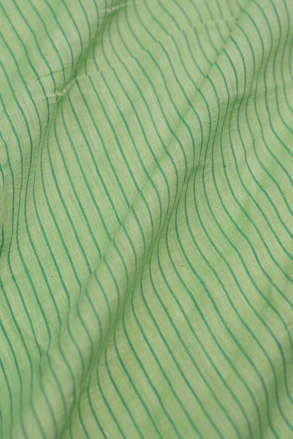 Green with Stripe Handwoven Cotton Fabric - Image 3