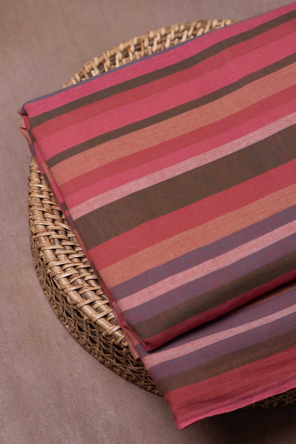 Multi-Color Lines Handwoven Cotton Fabric - Image 2