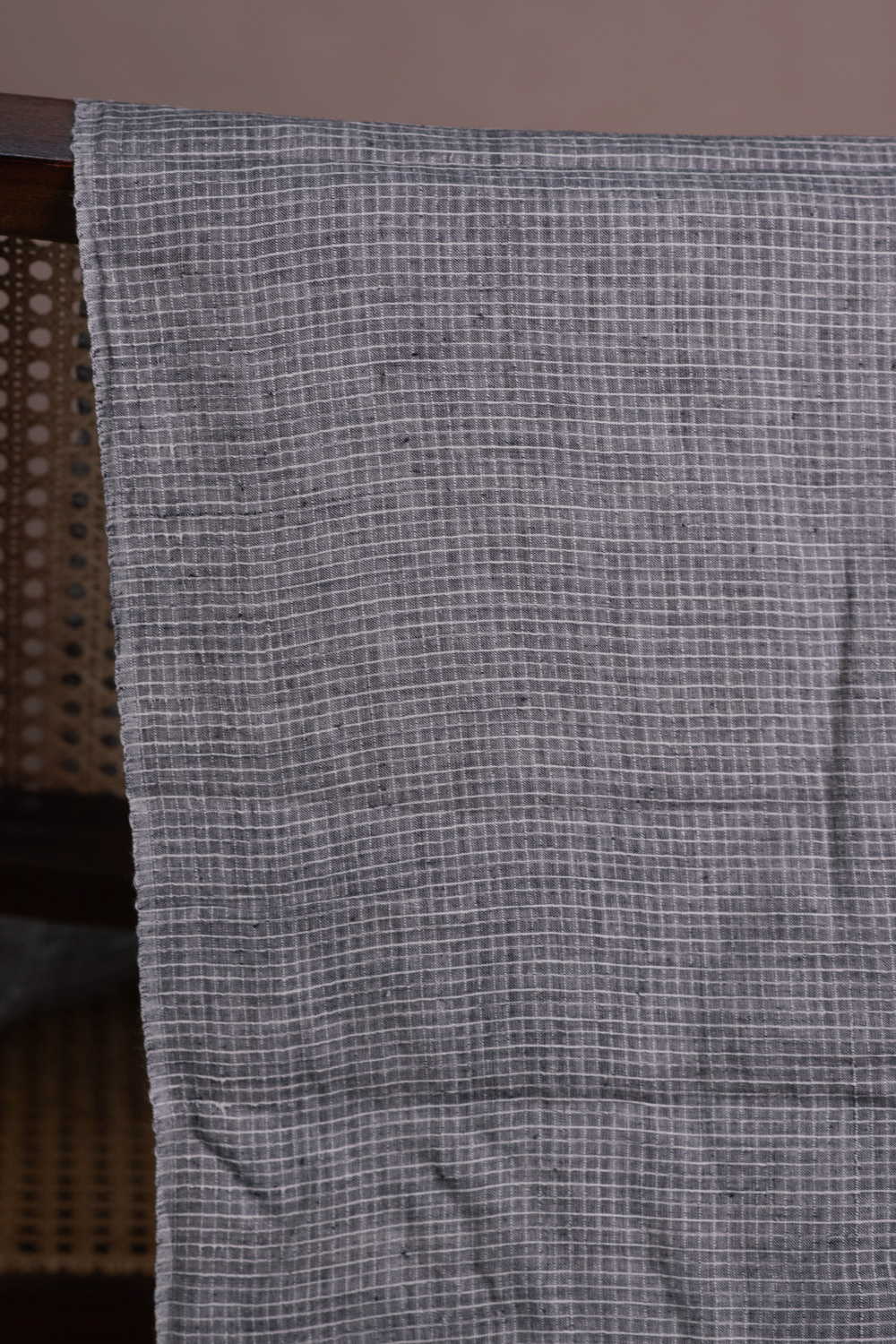 Pencil Grey Handwoven Cotton Fabric - Image 2