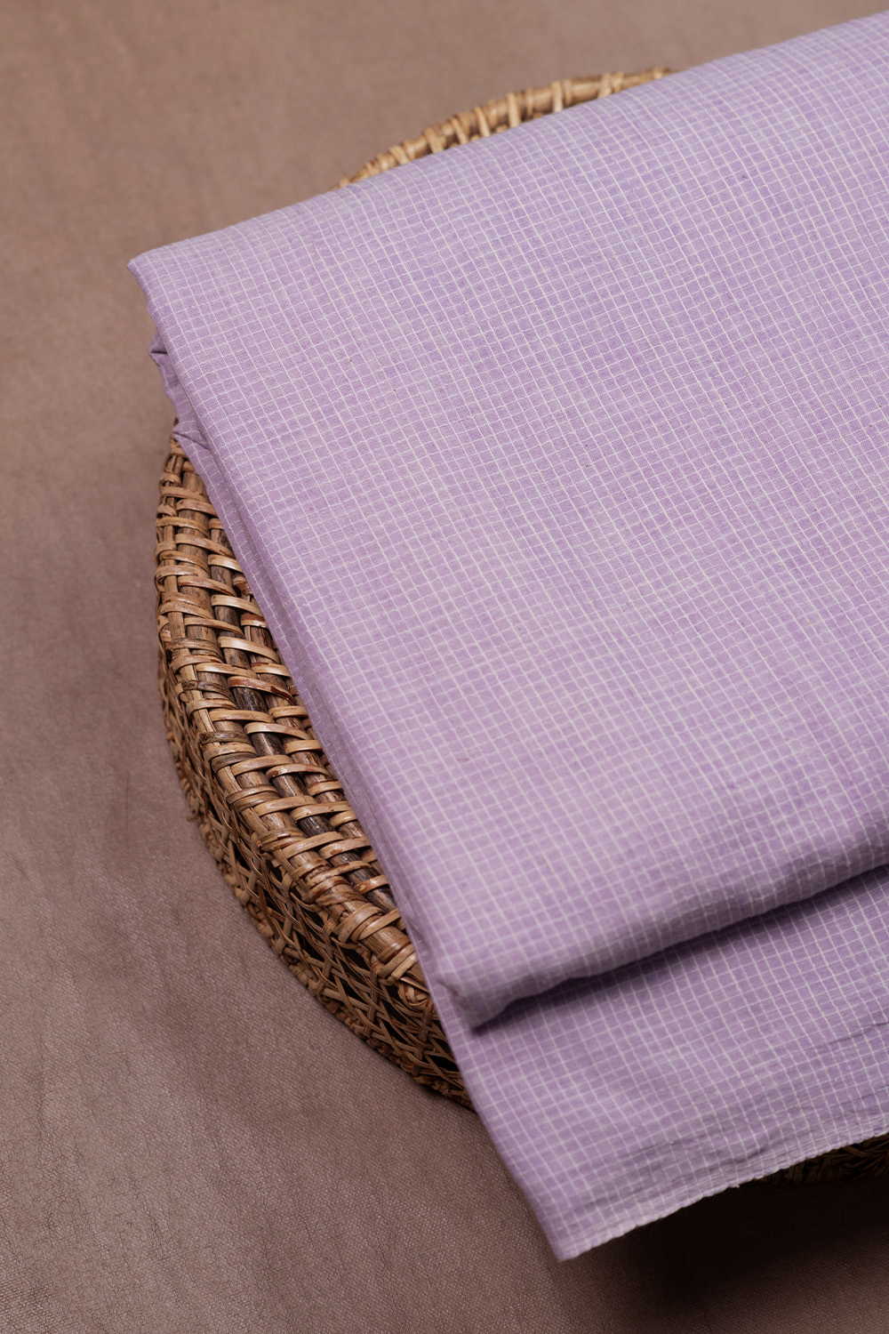 Lavender Checkered Handwoven Cotton Fabric