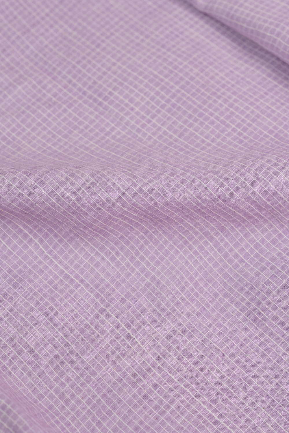 Lavender Checkered Handwoven Cotton Fabric - Image 2
