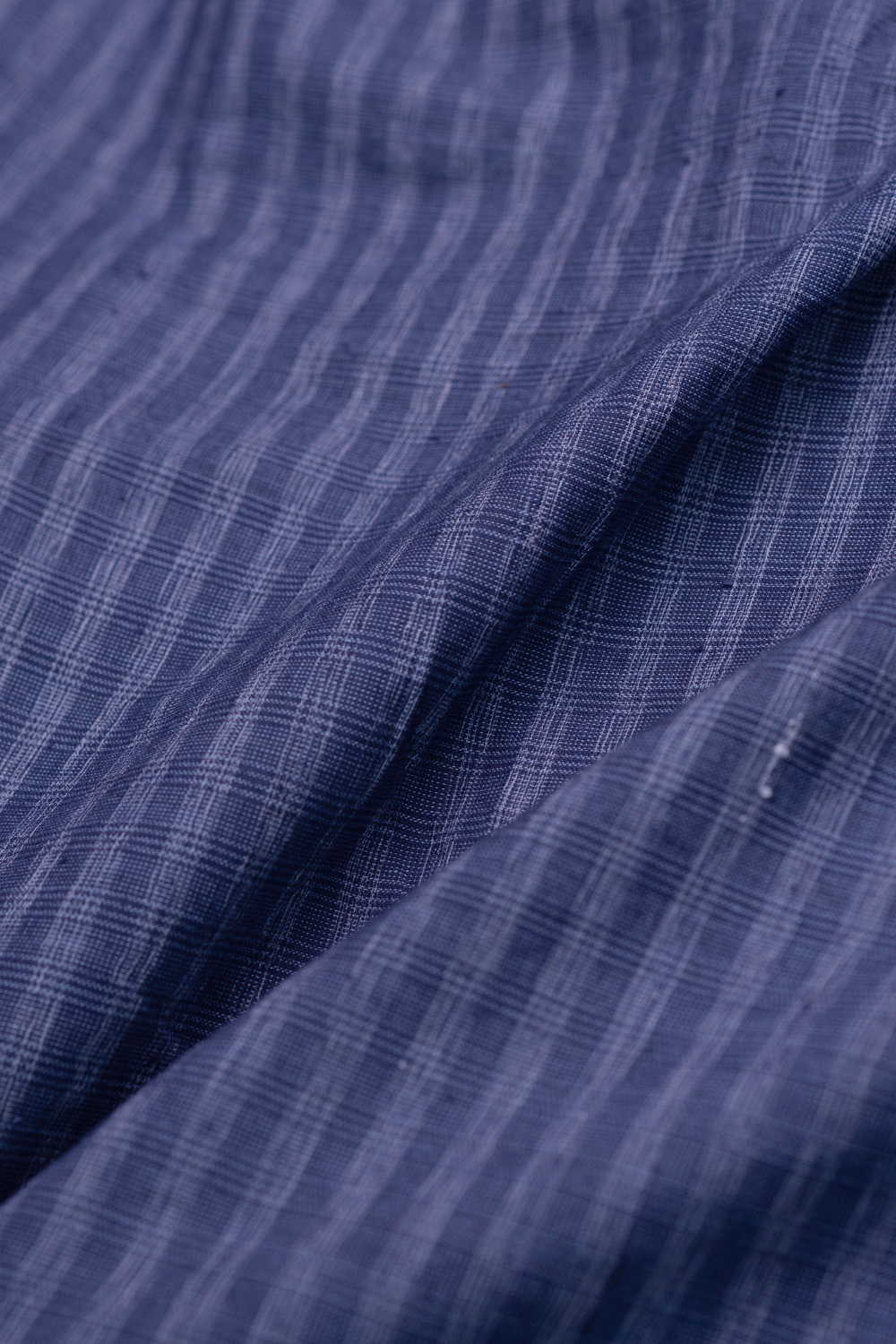 Stripes on Blue Handwoven Cotton Fabric - Image 3