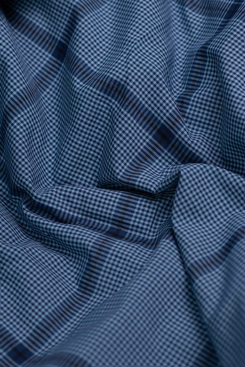 Indigo Checks Handwoven Cotton Fabric - Image 3