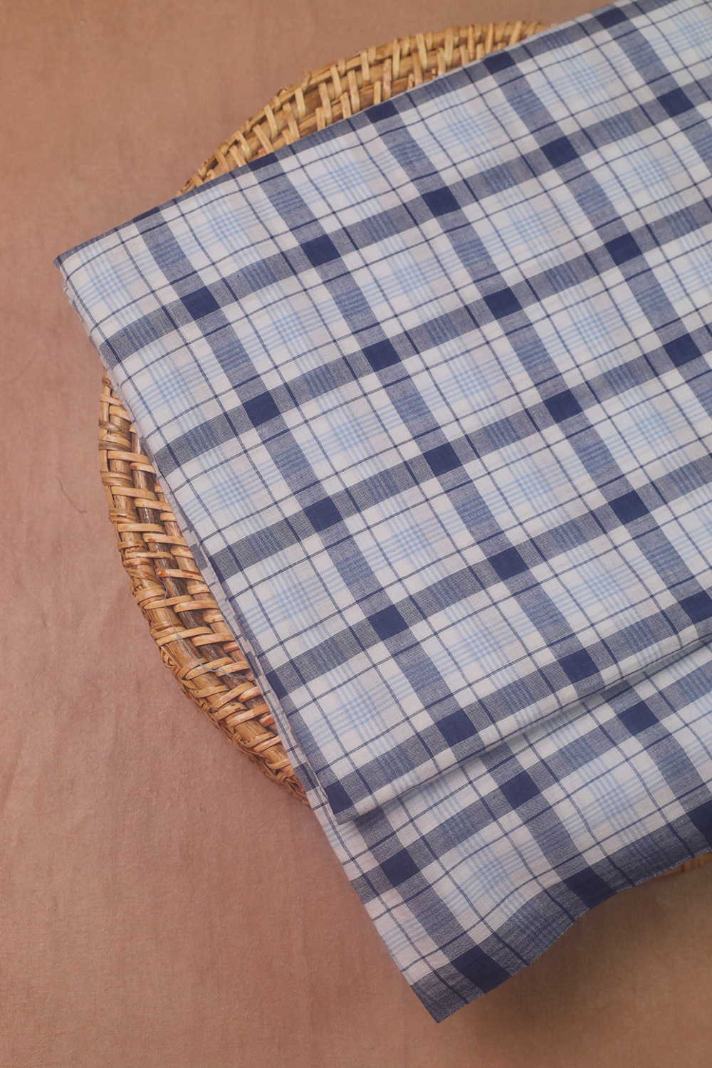 Broad Checks Handwoven Cotton Fabric - Image 2