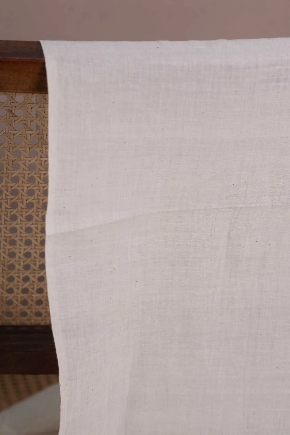 Cream Handwoven Muslin Cotton Fabric - Image 2