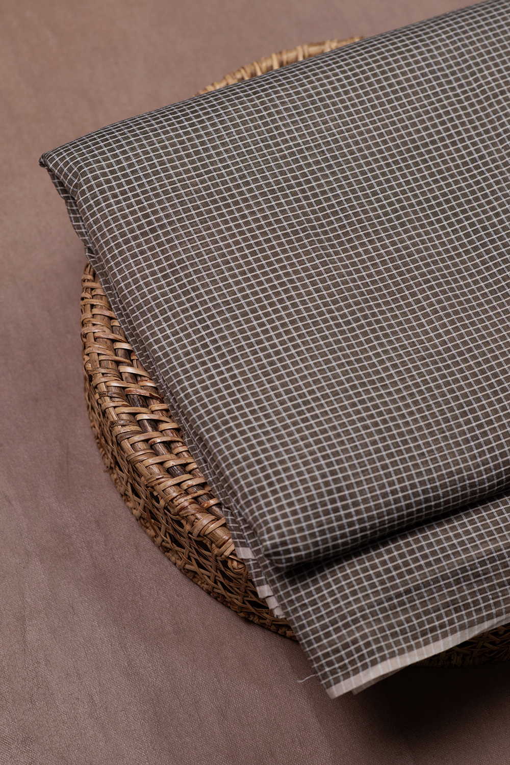 Dusty Grey Handwoven Cotton Fabric - Image 2