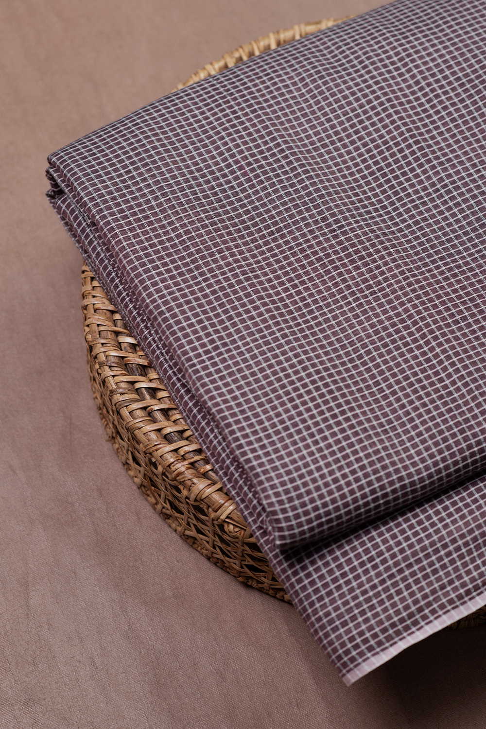 Checks on Mauve Purple Handwoven Cotton Fabric