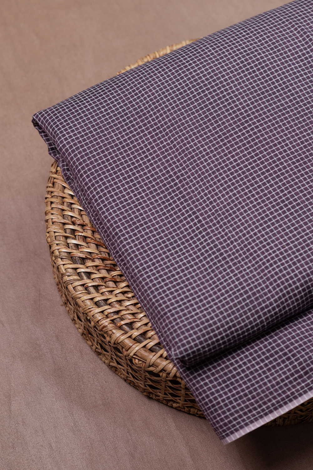 Rust Purple Shaded Handwoven Cotton Fabric - Image 2