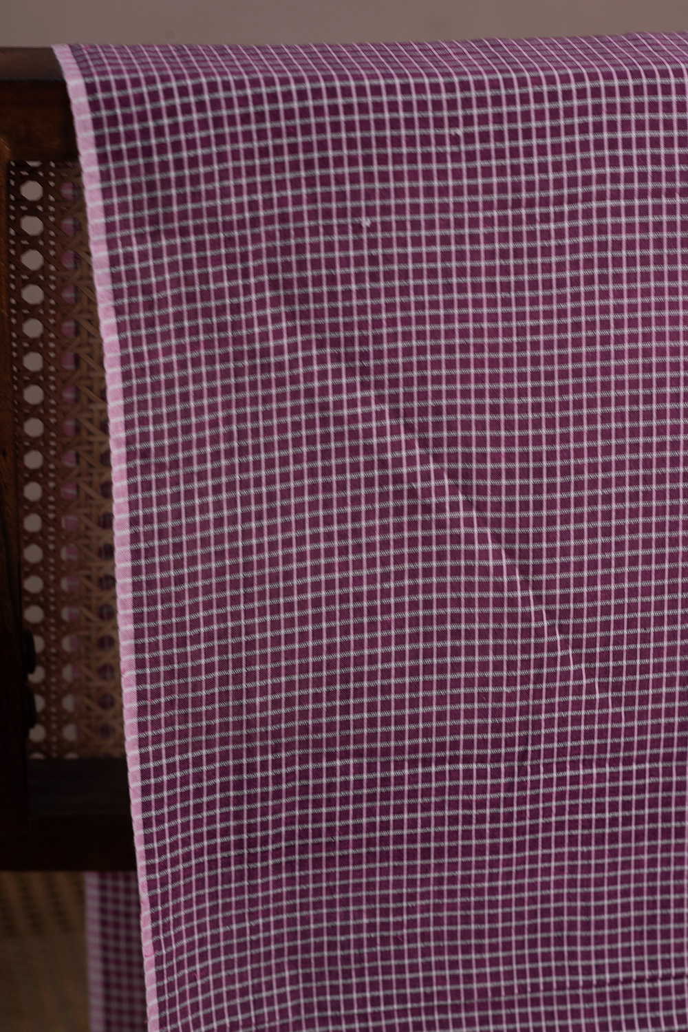 Magenta Pink Shaded Handwoven Cotton Fabric - Image 3