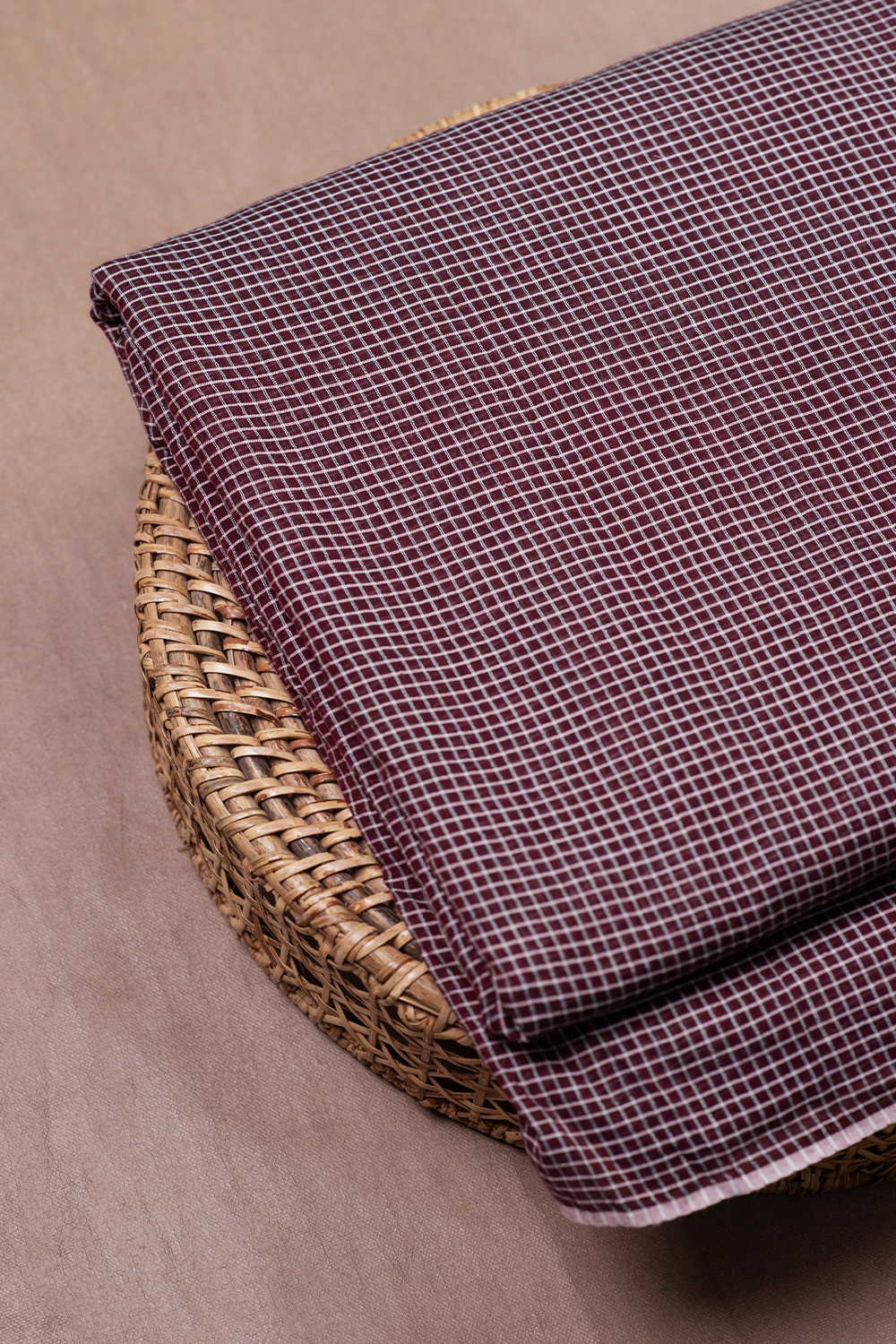 Deep Maroon Shaded Handwoven Cotton Fabric