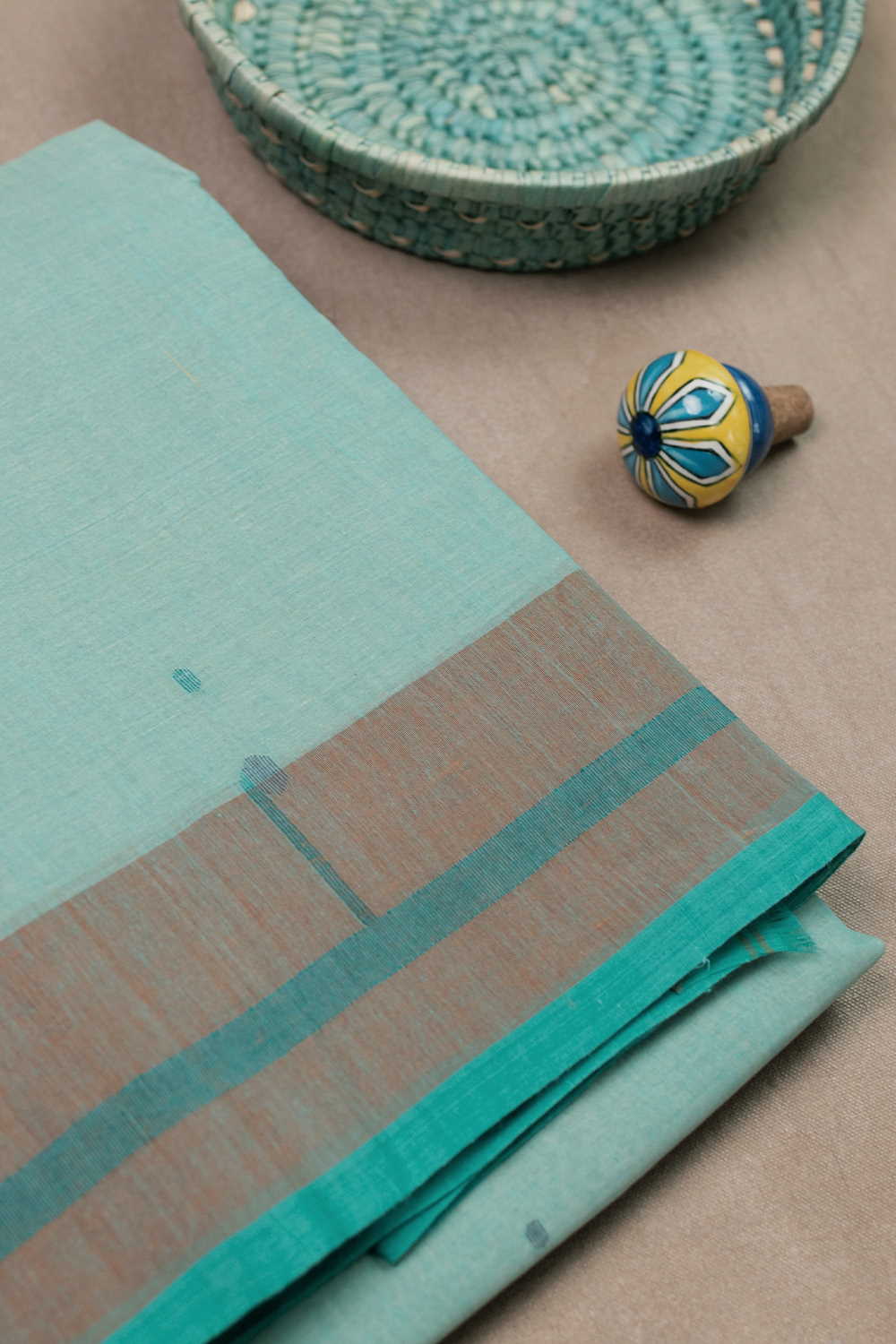 Mint Green Bengal Handwoven Cotton saree