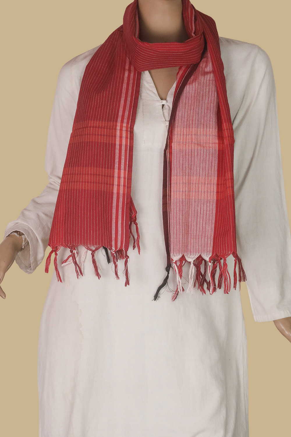 Candy Red Handwoven Cotton Stole