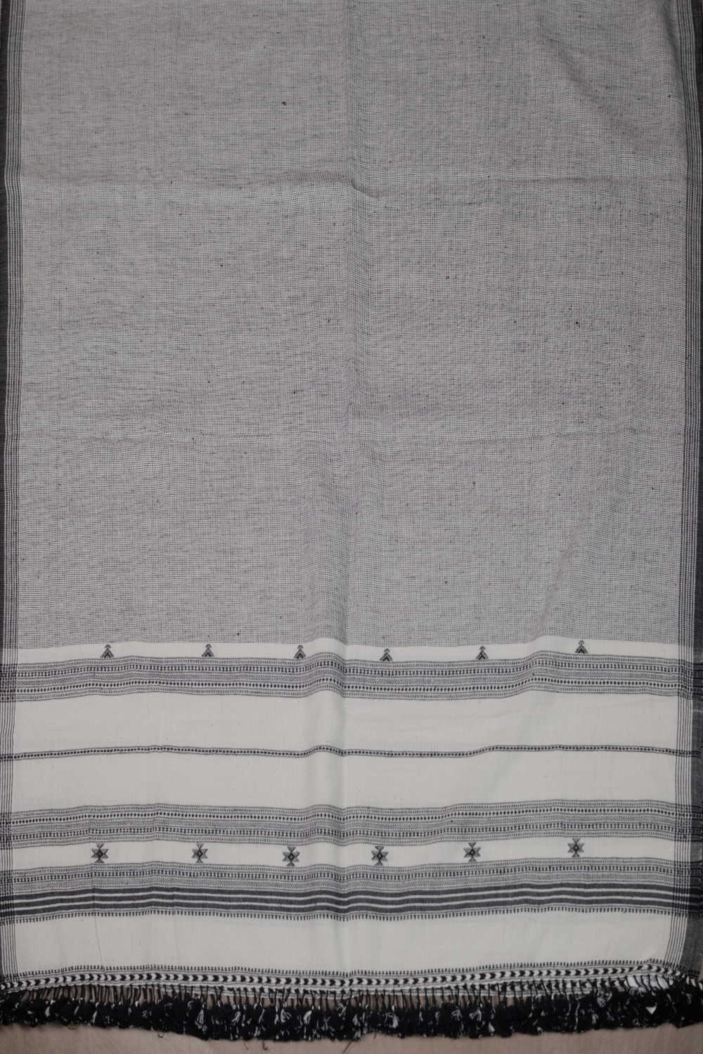 Black Stripe on Cream Bhujodi Cotton Dupatta - Image 3