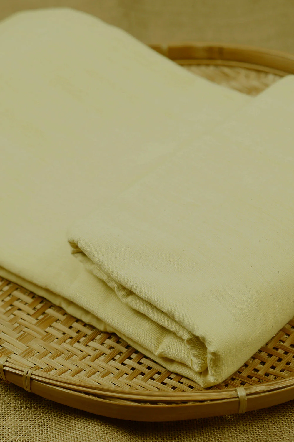 Light Yellow Handspun Handwoven Cotton Fabric