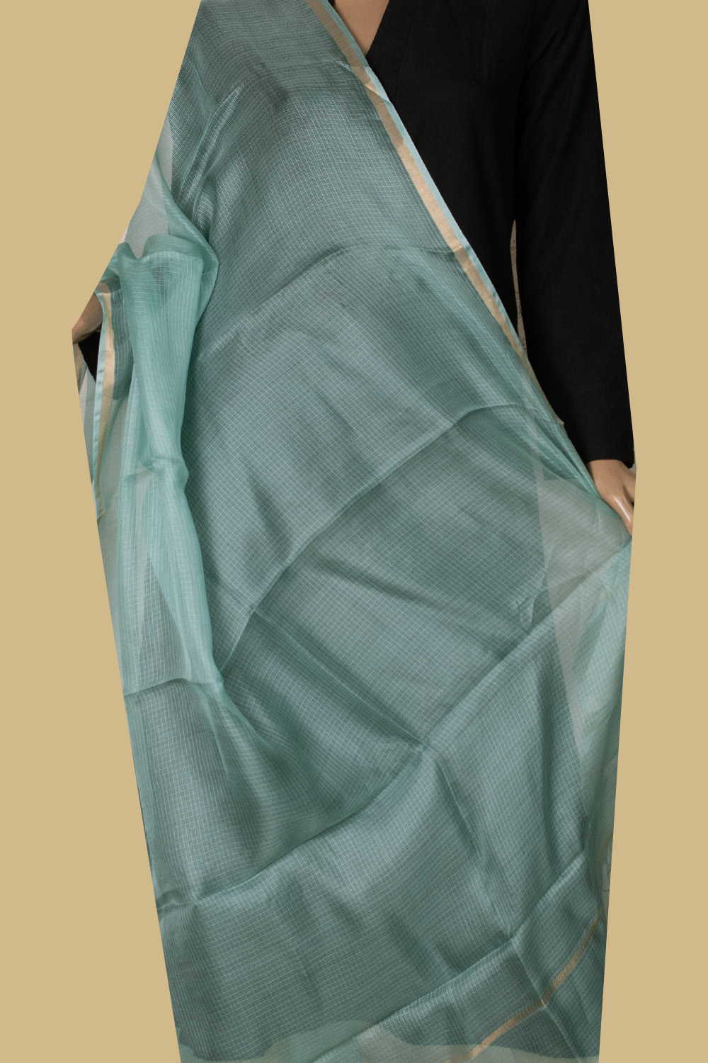 Teal Blue Kota Silk Dupatta - Image 2