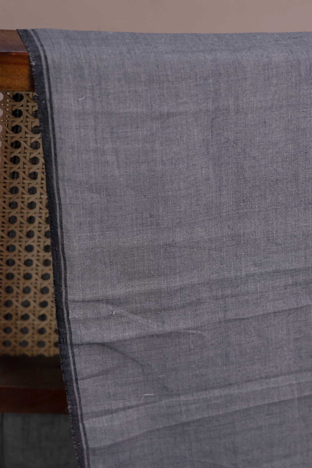 Darker Grey Handwoven Linen Fabric - Image 2