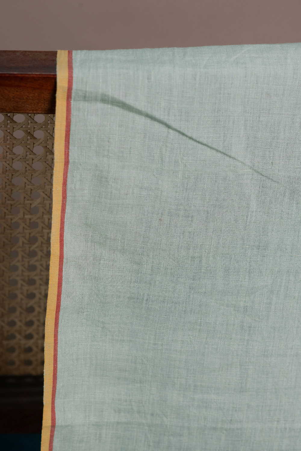 Pastel Green Handwoven Linen Fabric - Image 3