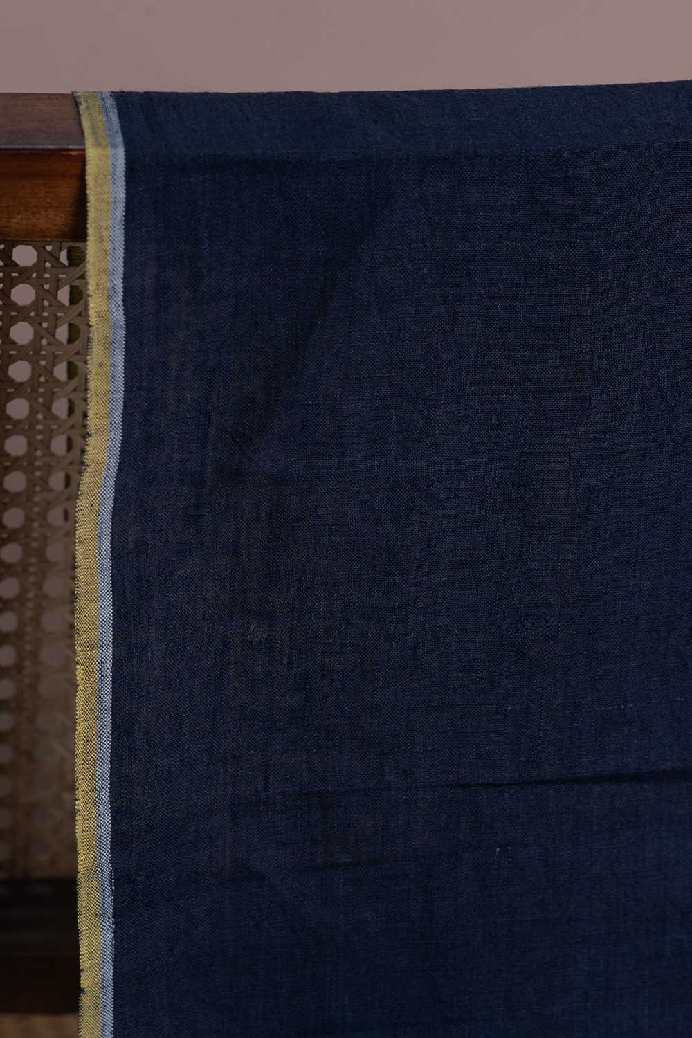 Midnight Blue Handwoven Linen Fabric