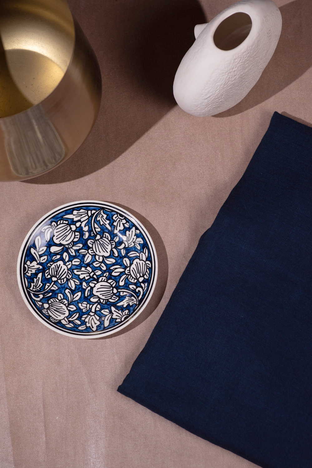 Midnight Blue Handwoven Linen Fabric - Image 2