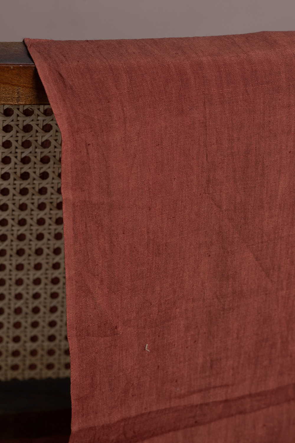 Burnt Orange Handwoven Linen Fabric - Image 2