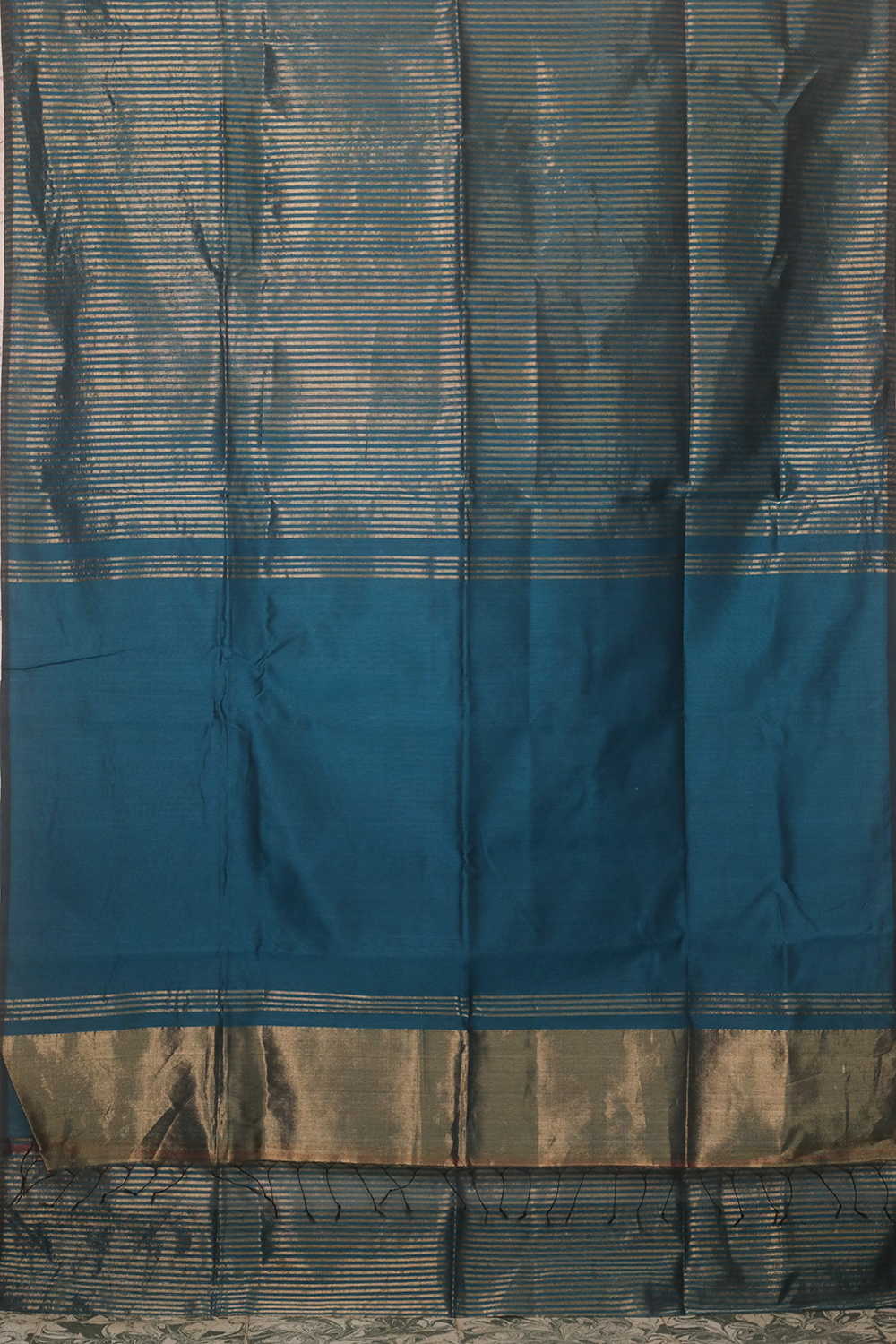Blue with Stripes Maheshwari Silk Cotton saree - Image 2
