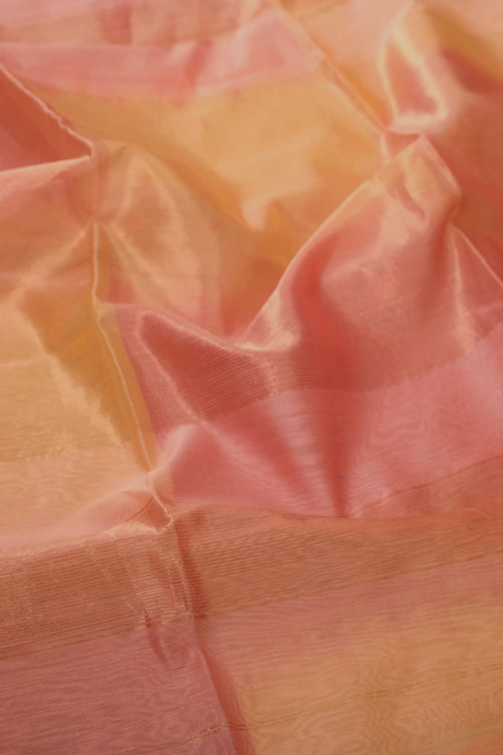 Step Shaded - Peach Maheshwari Silk Cotton saree - Image 3