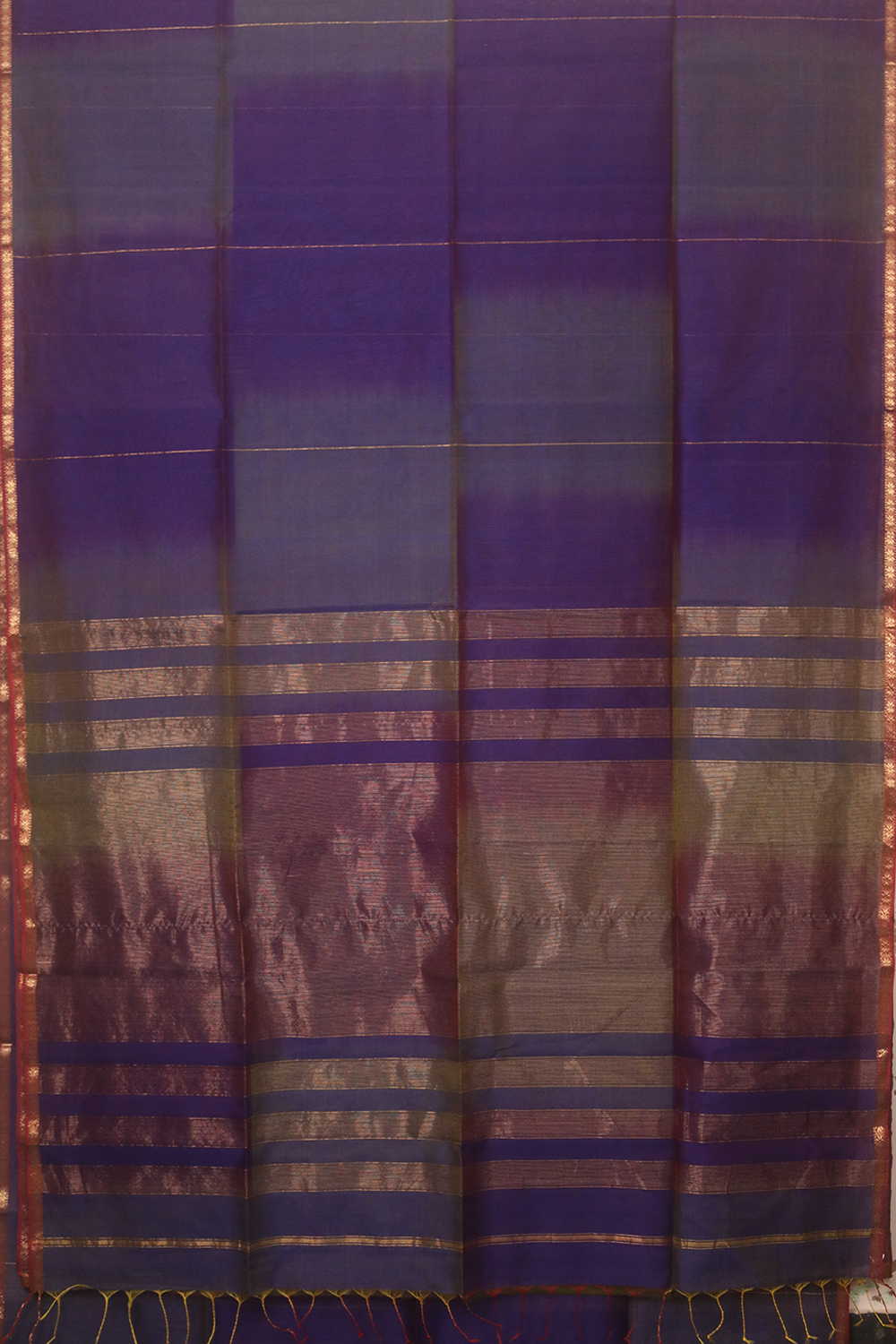 Purple Shaded Maheshwari Silk Cotton saree - Image 2