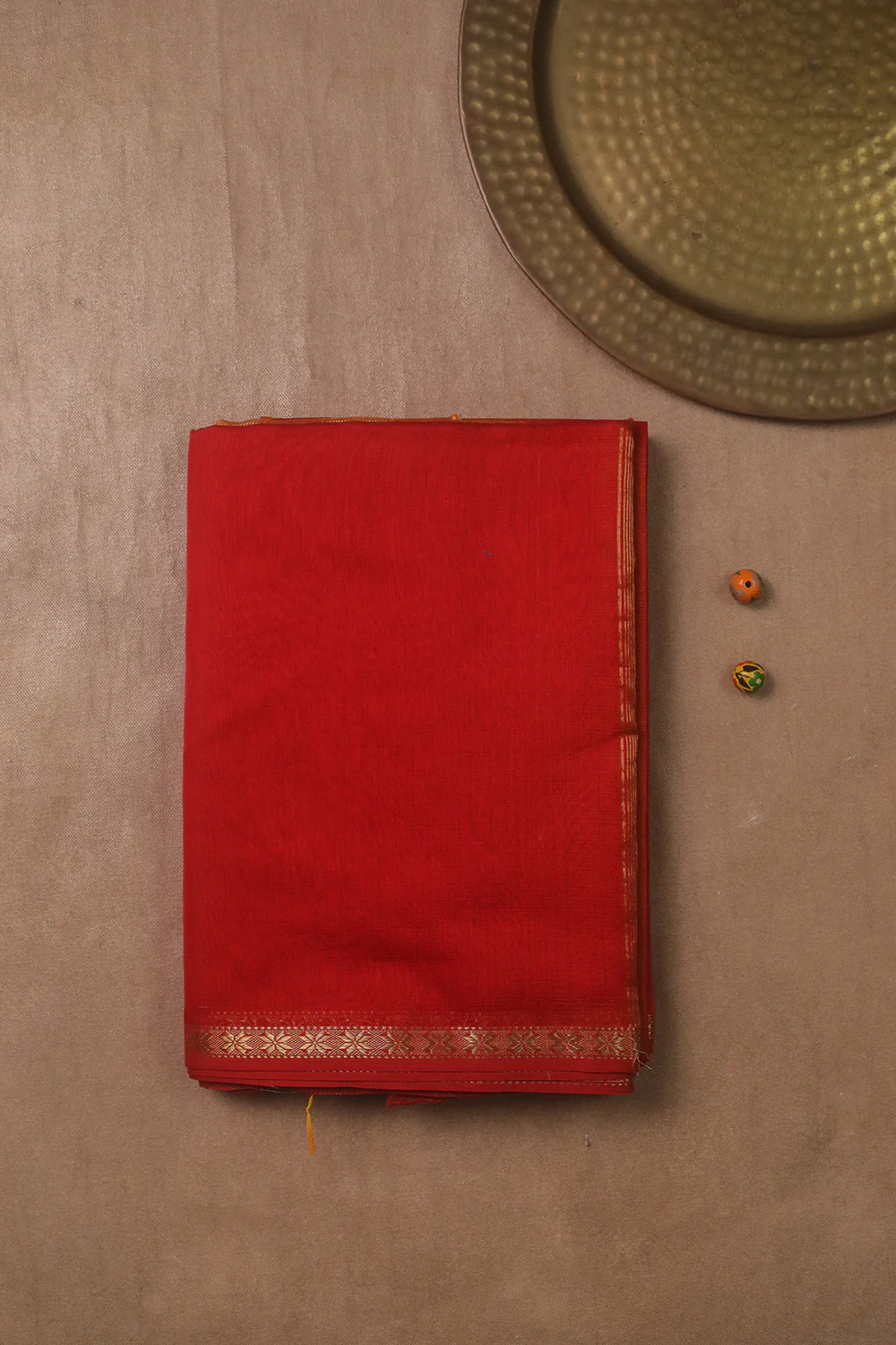 Shimmery Orange Maheshwari Silk Cotton saree