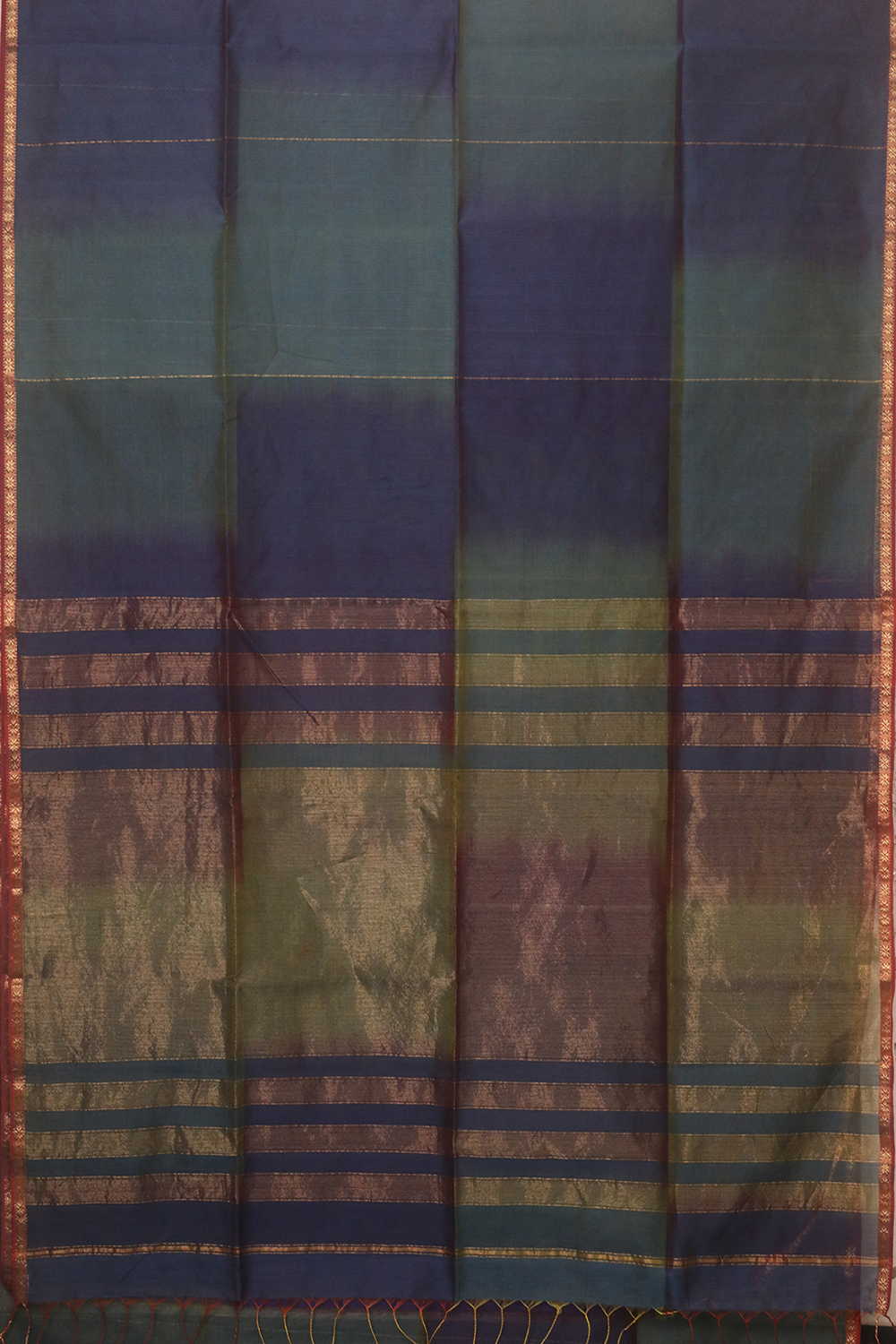 Dual Shaded Blue Maheshwari Silk Cotton saree - Image 2