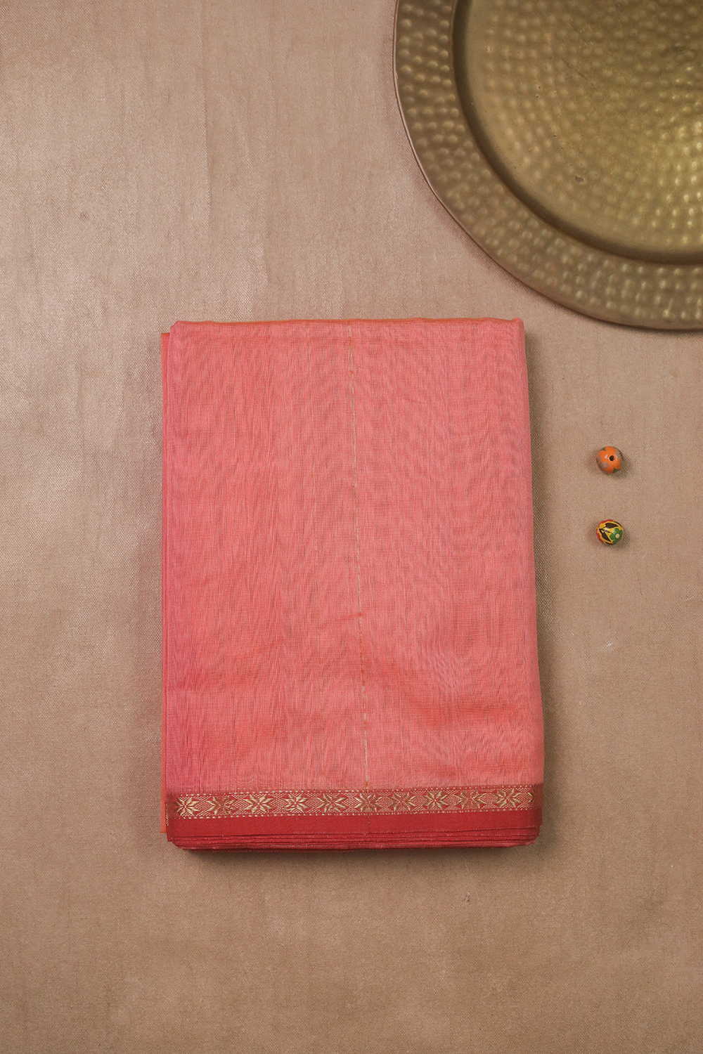 Pink with Yellow Shade Maheshwari Silk Cotton saree