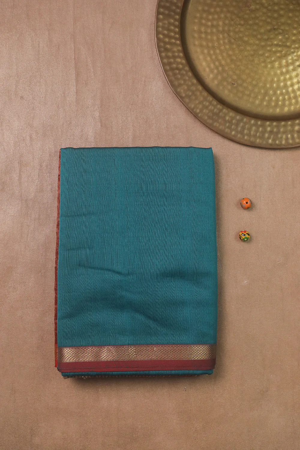 Peacock Blue Maheshwari Silk Cotton saree