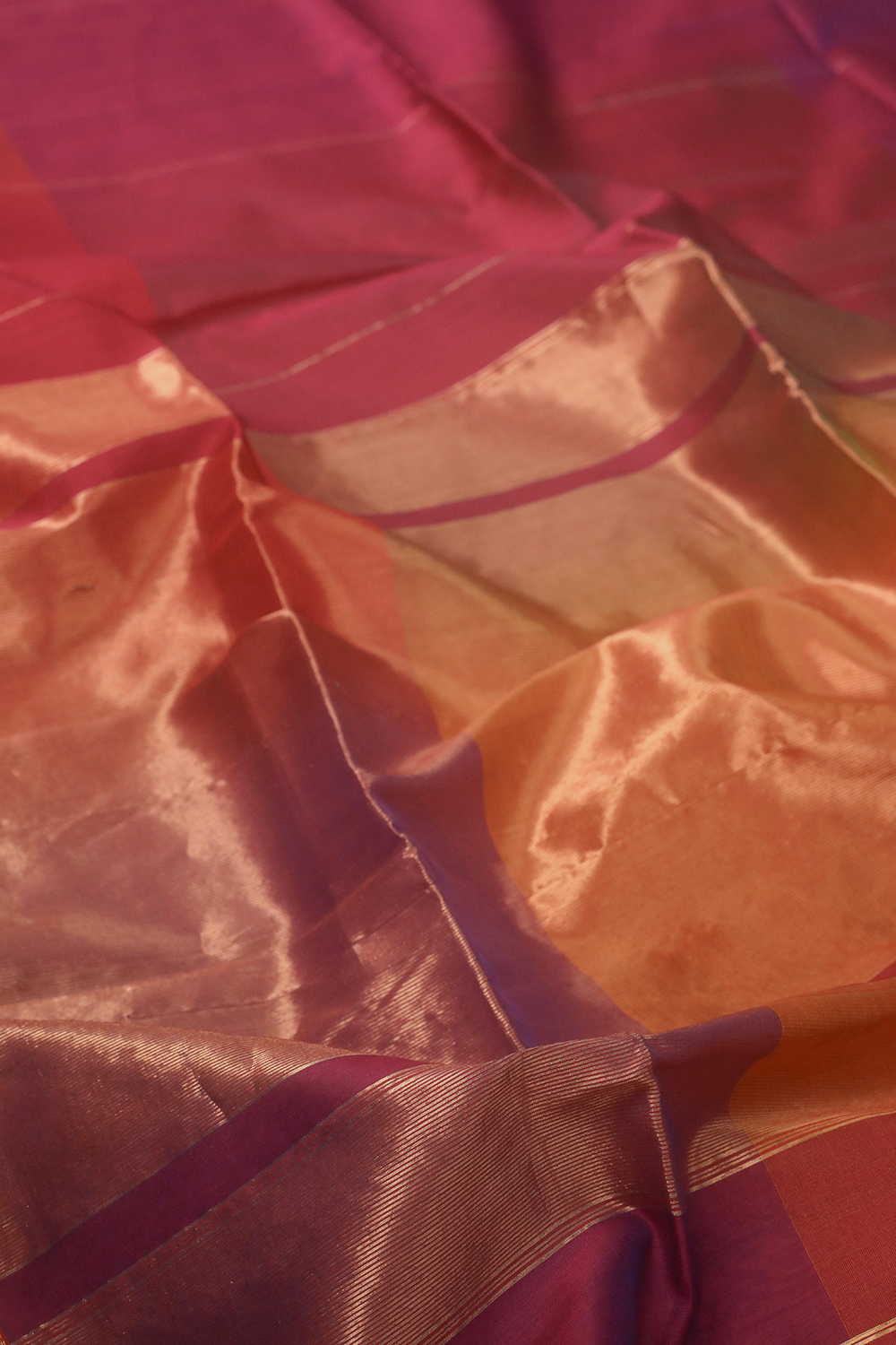 Dual Toned Pink Maheshwari Silk Cotton saree - Image 3