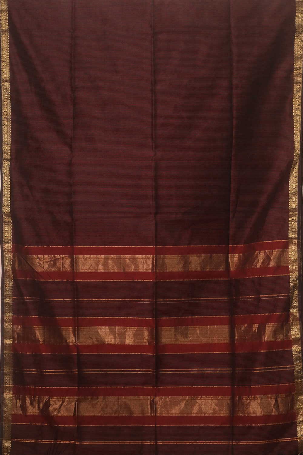 Deep Maroon Maheshwari Silk Cotton saree - Image 2