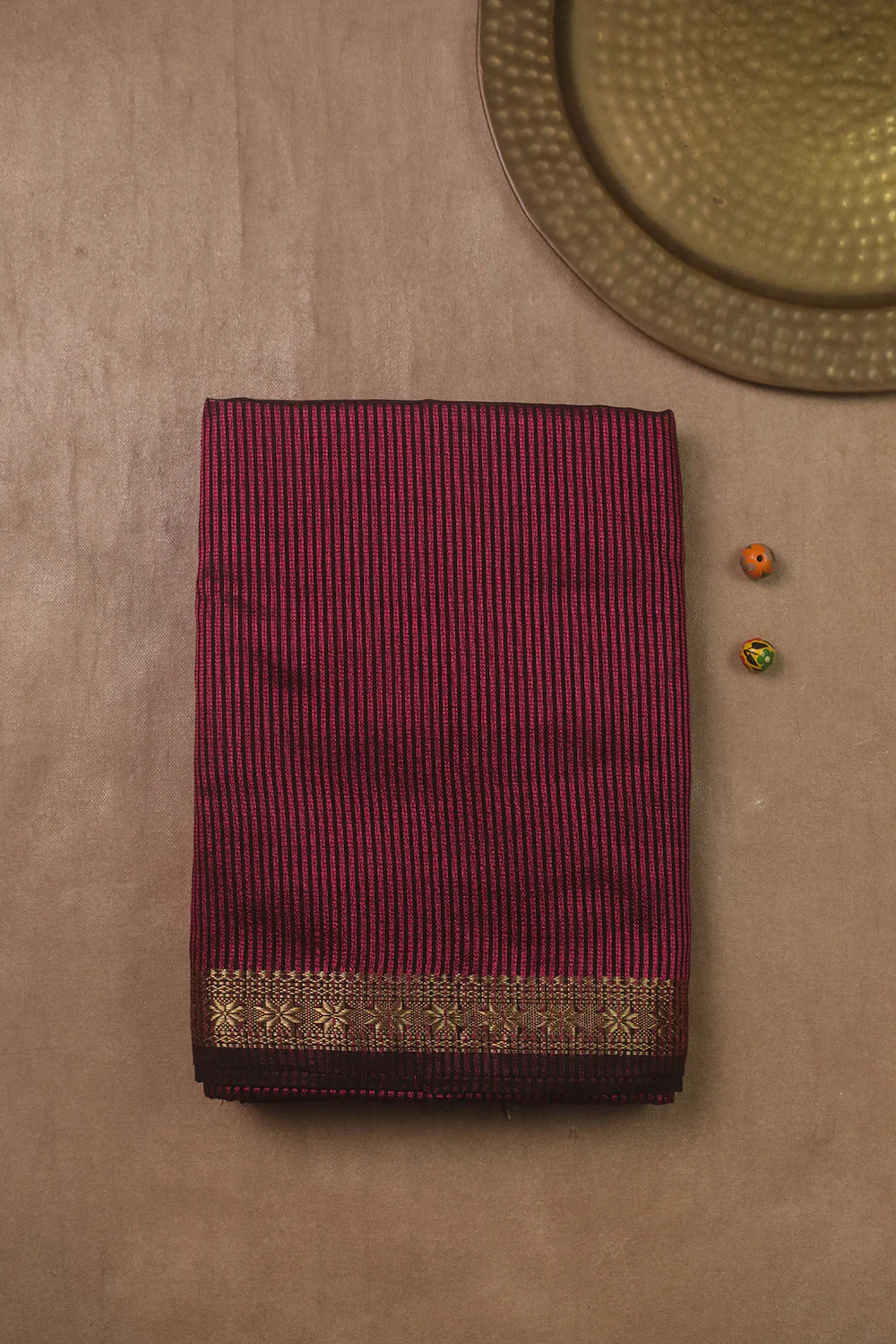 Blackish Pink Maheshwari Silk Cotton saree