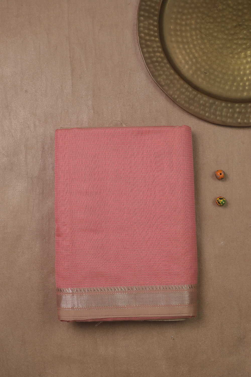 Pastel Pink Handwoven Maheshwari saree