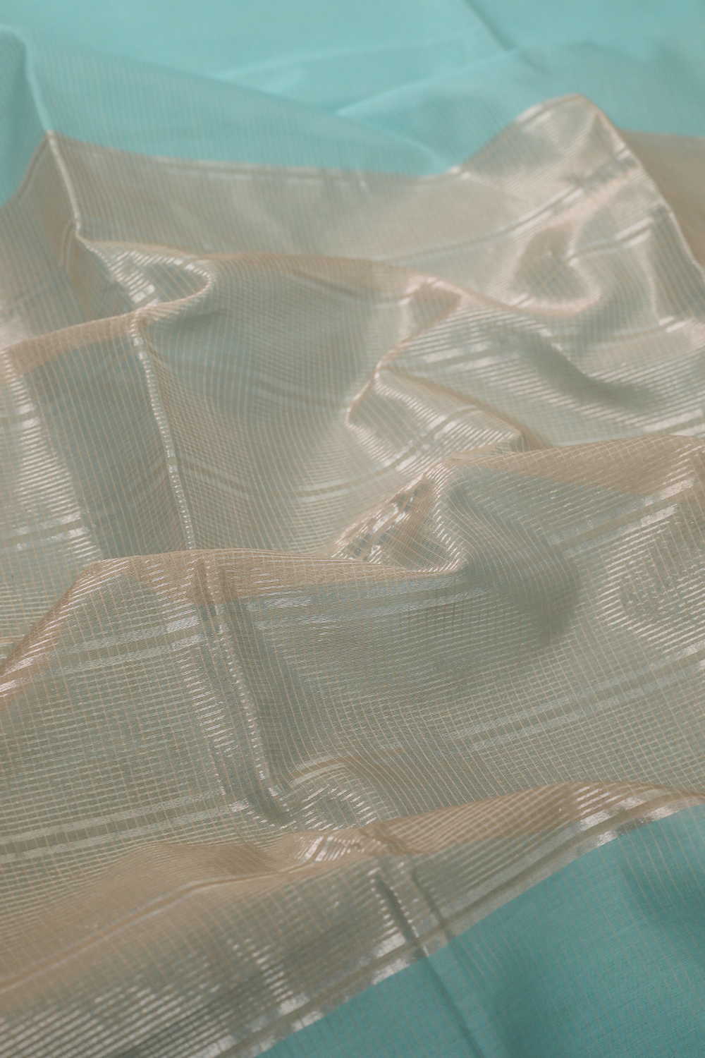 Sea Green Maheshwari Silk Cotton saree - Image 3