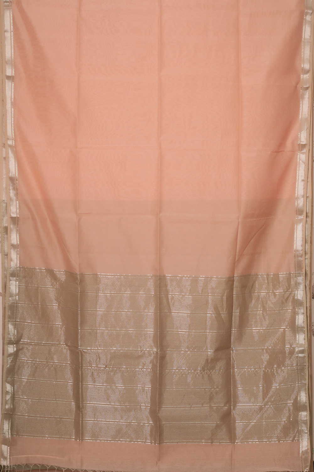 Peach Maheshwari Silk Cotton saree - Image 2