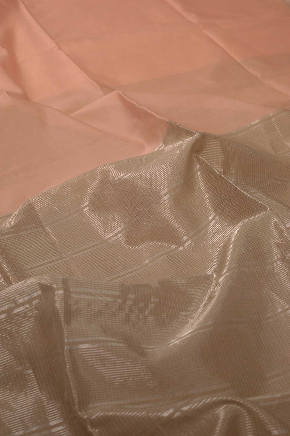 Peach Maheshwari Silk Cotton saree - Image 3