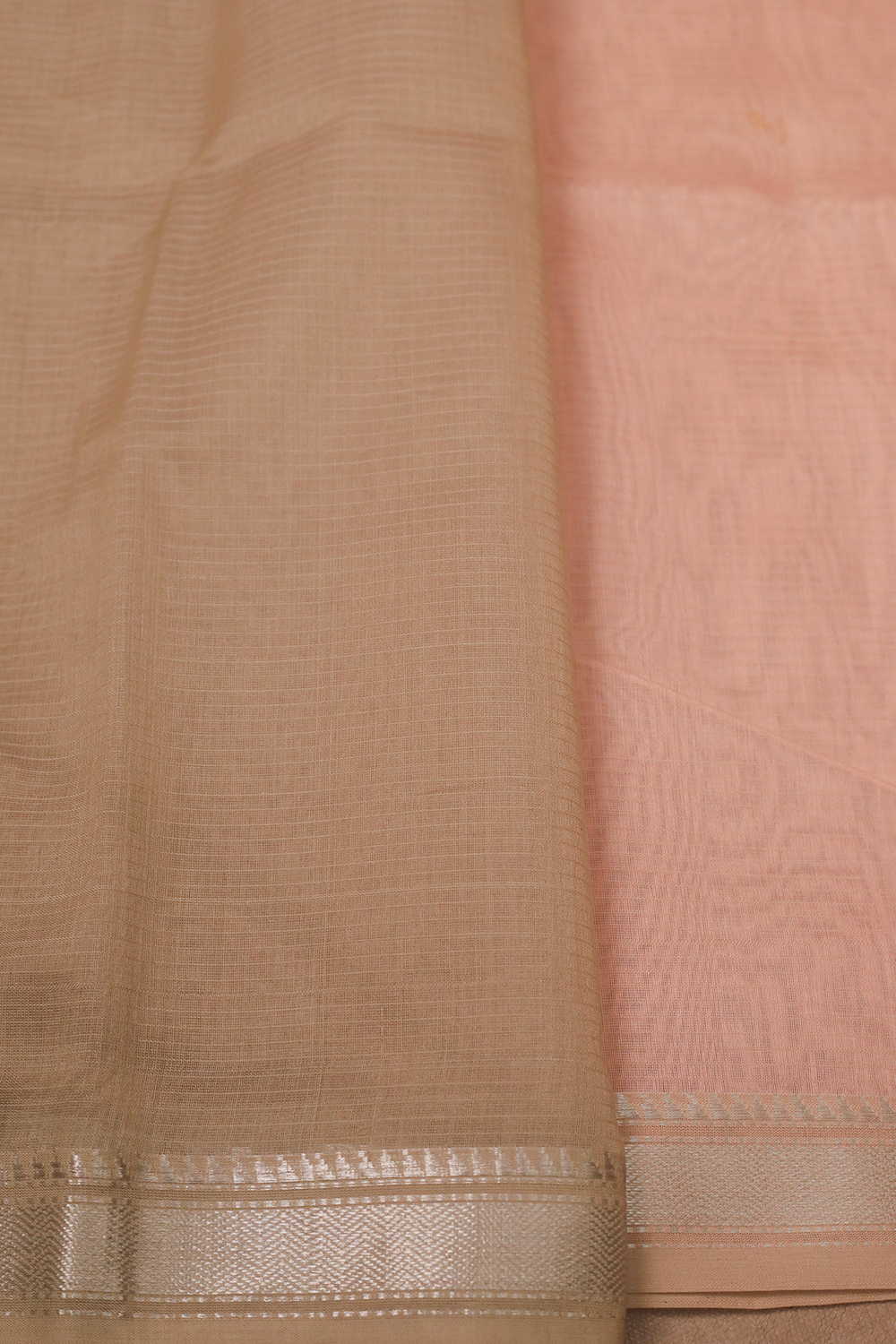 Peach Maheshwari Silk Cotton saree - Image 4