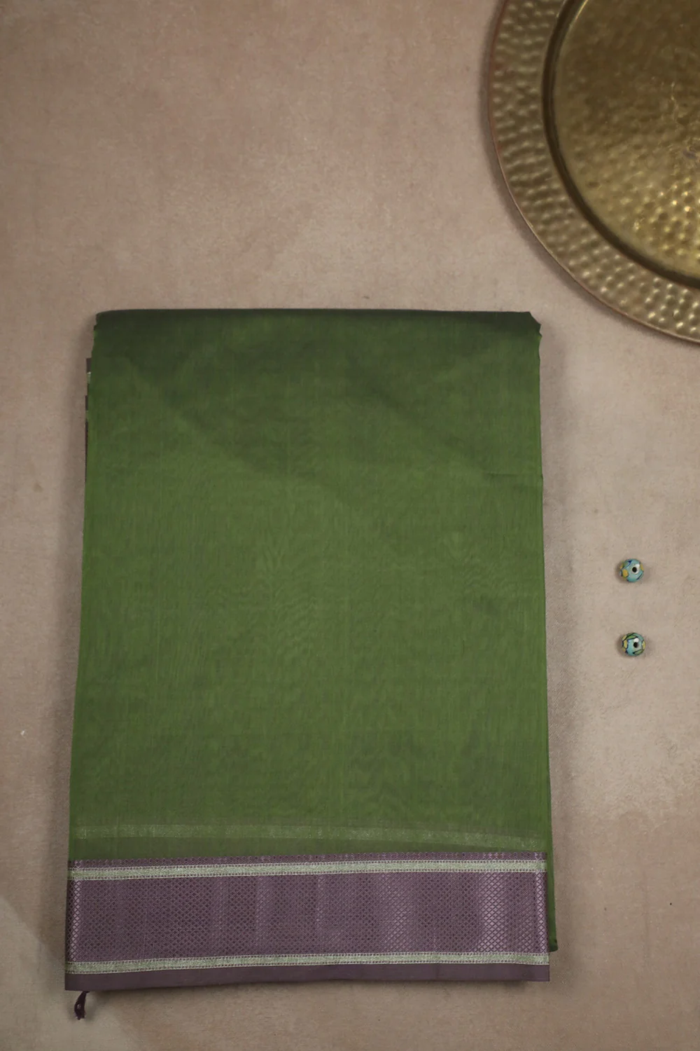 Dark Leaf Green Handwoven Maheshwari Saree