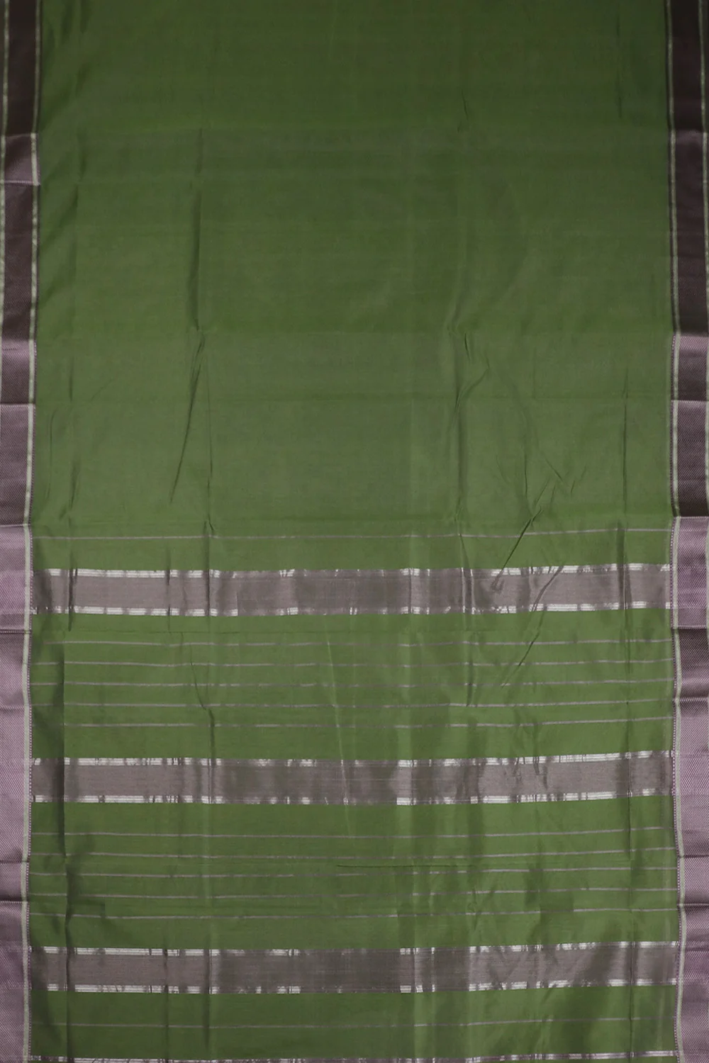 Dark Leaf Green Handwoven Maheshwari Saree - Image 2