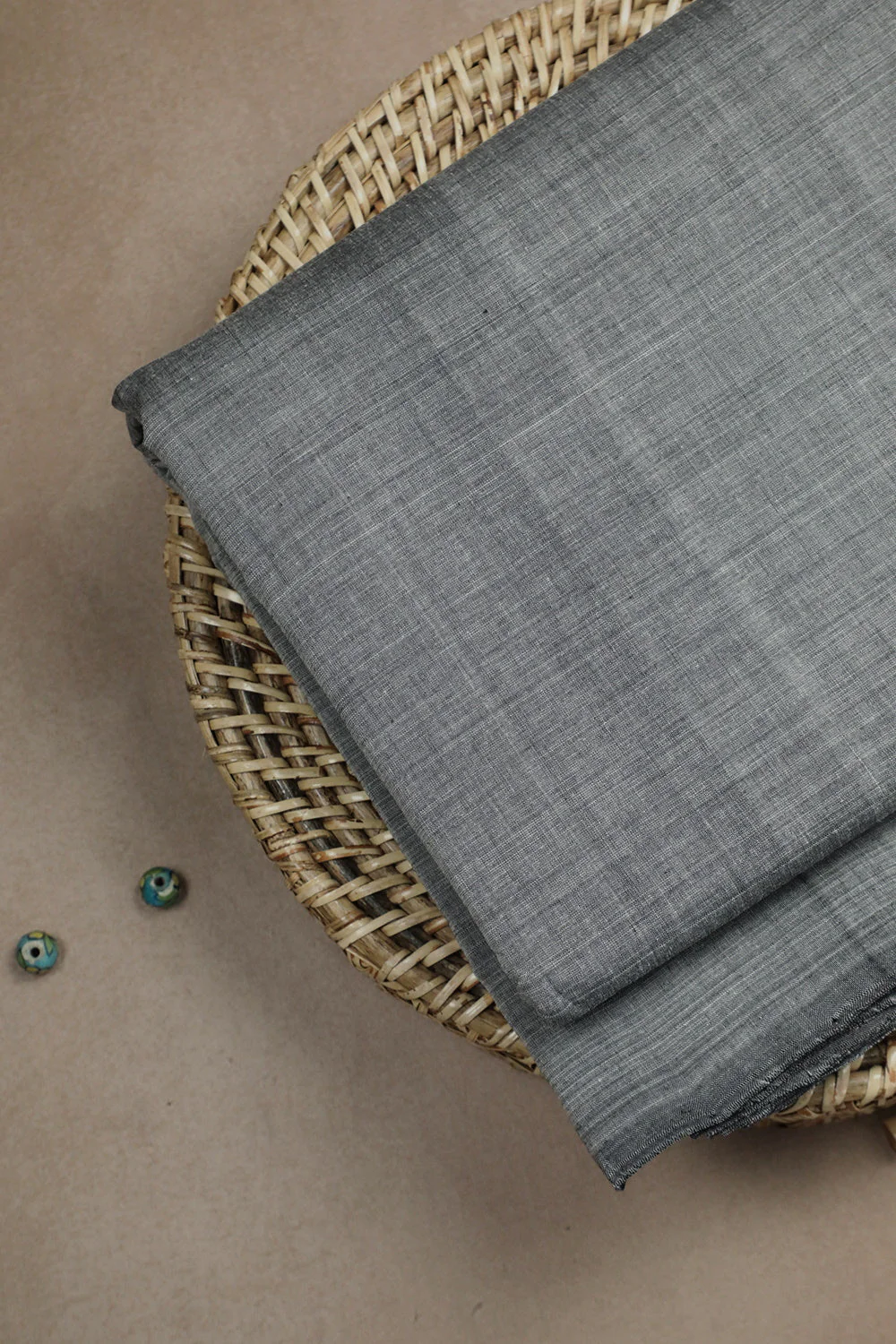 Cement Grey Plain Mangalagiri Cotton Fabric - Image 2