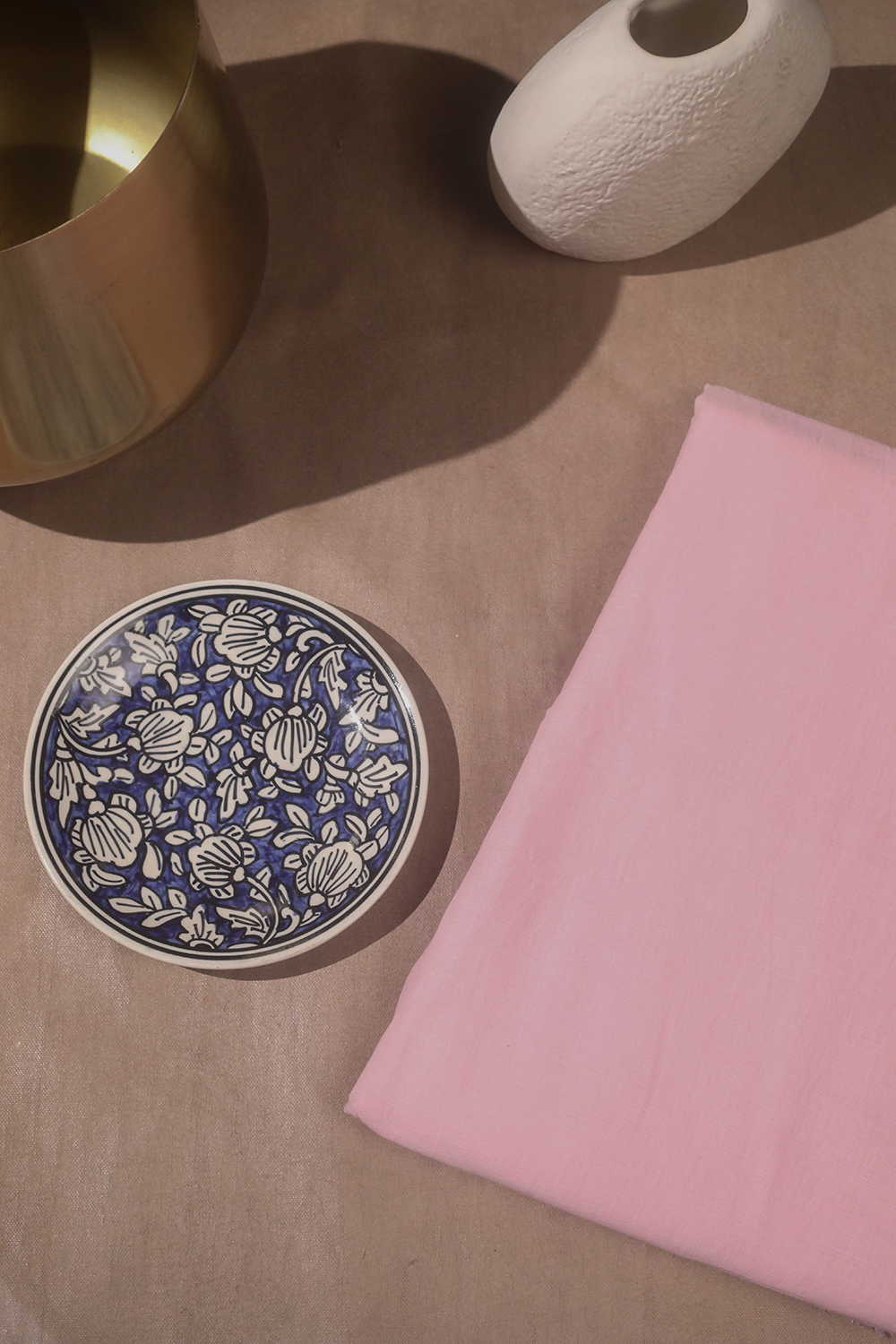 Ligth Pink Handwoven Mul Cotton Fabric